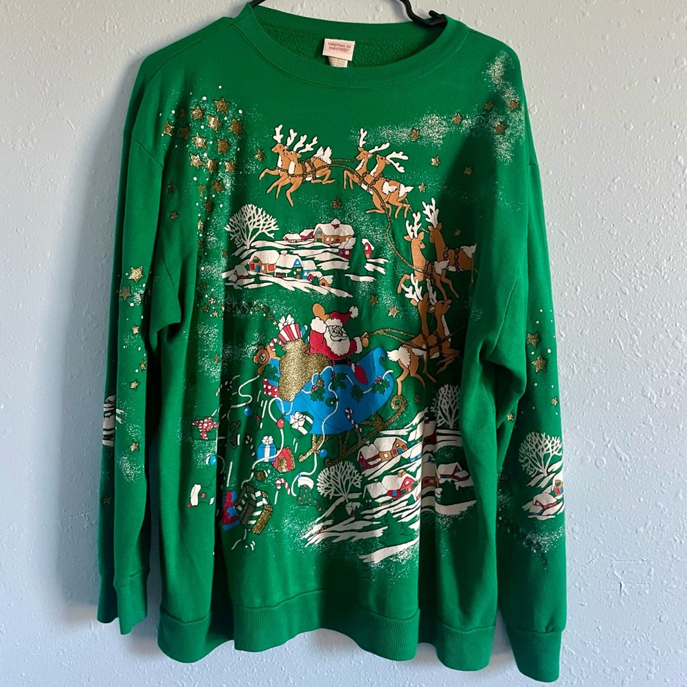 Vintage green Santa sweatshirt